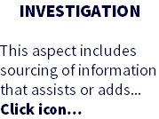 INVESTIGATION This aspect includes sourcing of information that assists or adds... Click icon...